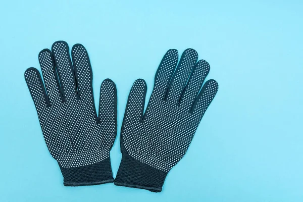 Черные Домашние Медицинские Перчатки Защиты Синем Фоне — стоковое фото