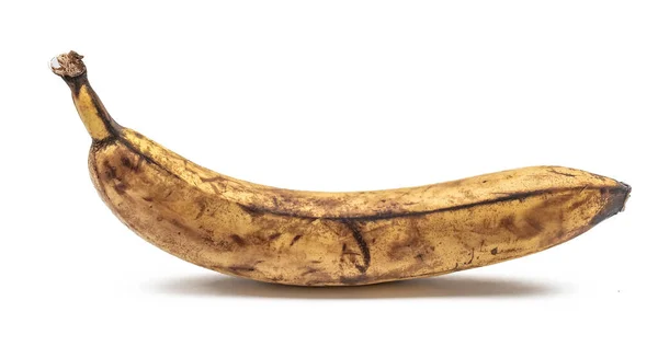 白地に隔離されたバナナ 茶色の斑点のバナナ 黒腐ったバナナ — ストック写真