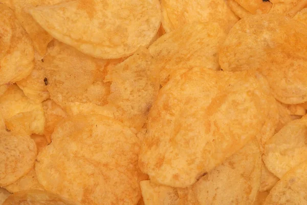 Background Potato Chips Junk Food Made Cholesterol Salty Crispy Fast — Stock Photo, Image