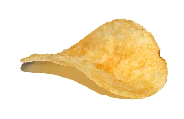 One Potato Chip Isolate Junk Food Made Cholesterol Salty Crispy — Stock Photo, Image