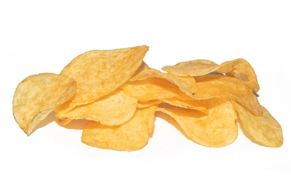 Lots Potato Chips Isolate Junk Food Made Cholesterol Salty Crispy — Stock Photo, Image
