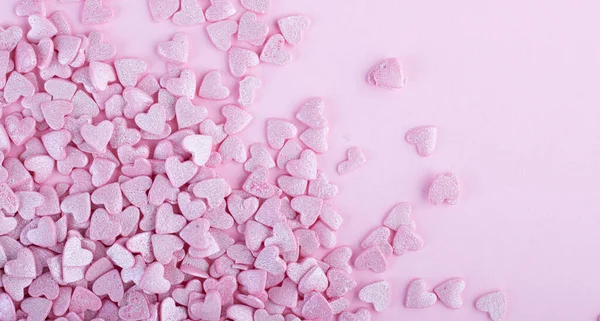 Corazones Rosados Suaves Para Día San Valentín Fondo Corazones Pequeños —  Fotos de Stock