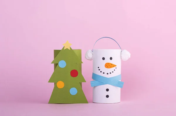 Jouets Noël Pour Enfants Papier Sur Fond Rose Sapin Noël — Photo