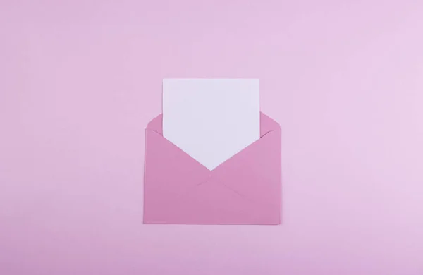 Envelope Red Heart Valentine Day Pink Background Concept Love Tenderness — Stock Photo, Image