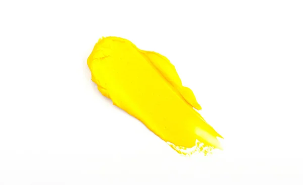 Plama Żółtej Farby Olejnej Odizolowana Białym Tle Żółty 2021 — Zdjęcie stockowe