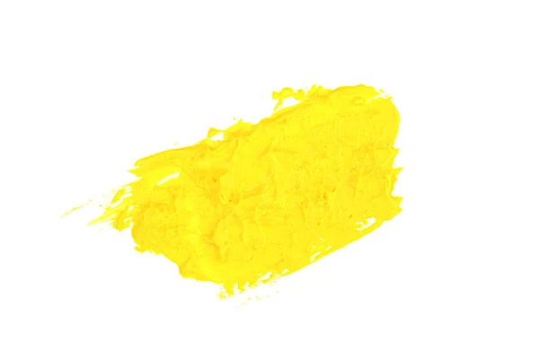 Oświetlający Pantone 2021 Żółta Plama Farby Olejnej Białym Tle Ślady — Zdjęcie stockowe