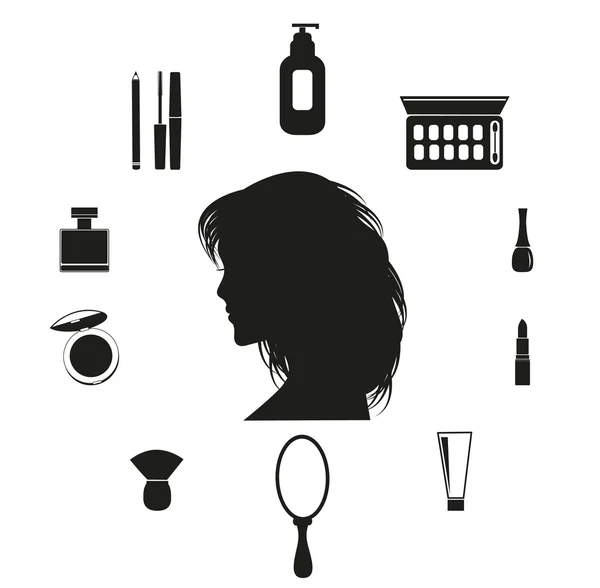 Conjunto de iconos de maquillaje para mujer — Vector de stock