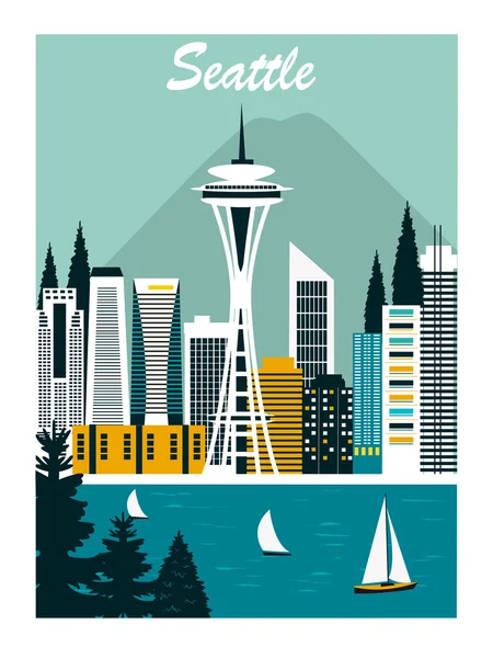 Moderna ciudad de Seattle — Vector de stock