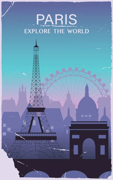 París Ciudad Francia Estilo Antiguo — Vector de stock