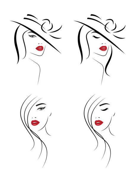 Set Logo Beautiful Women — Stock Vector
