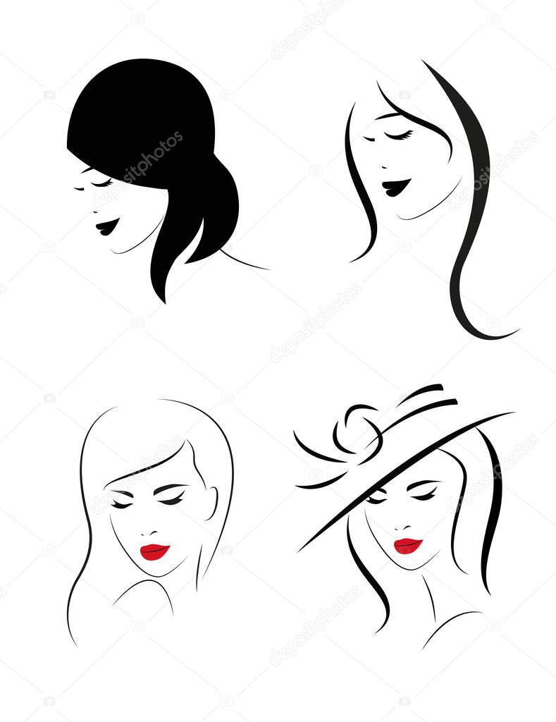 Set logo with beautiful women