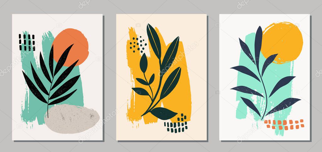 Simple design template set of backgrounds. Abstract creative backgrounds in minimal trendy style.