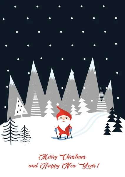 Decoración Navidad Santa Claus Bosque Invierno — Vector de stock