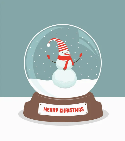 Kerstsneeuwbol Met Een Sneeuwpop — Stockvector