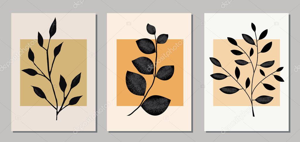 Set of botanical art backgrounds