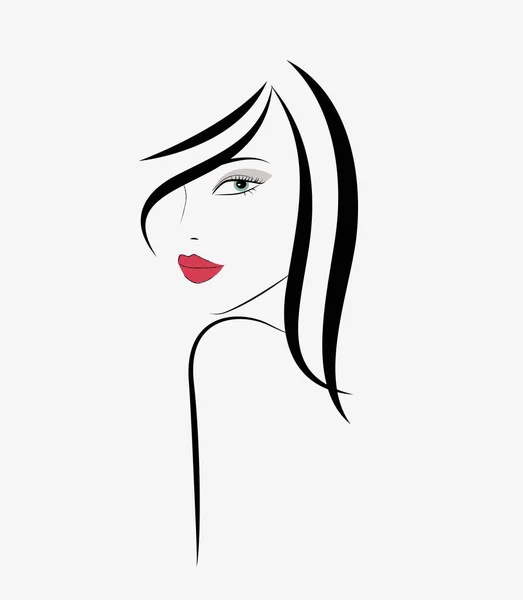 Logotipo Mujer Hermosa Con Pelo Largo — Vector de stock