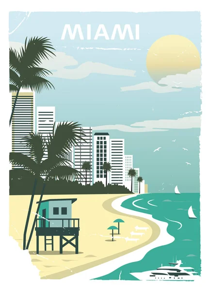 Miami Ville Dans Ancien Style — Image vectorielle