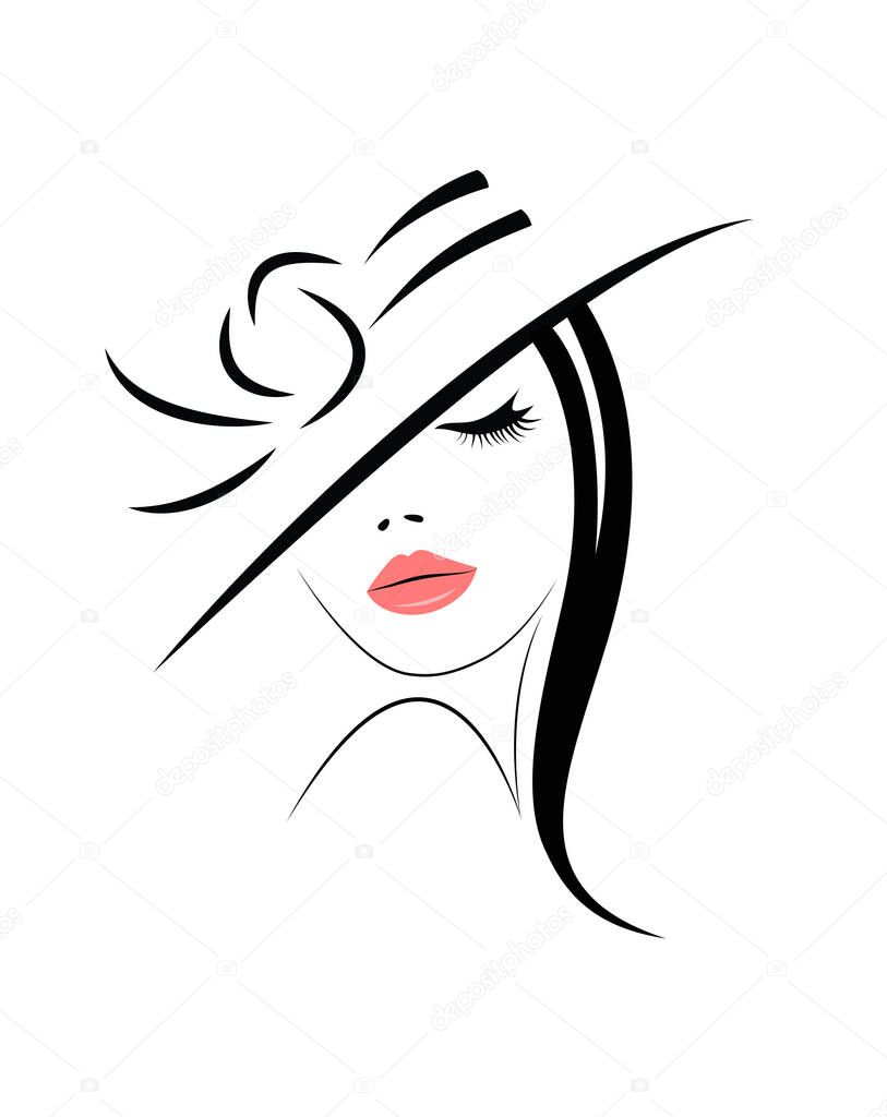Stylish black haired Woman in hat