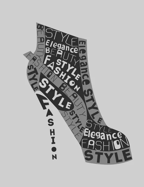 Zapato de mujer de moda de palabras . — Archivo Imágenes Vectoriales