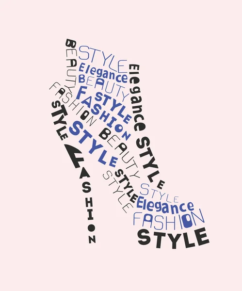 Chaussures Femme Mode à partir de mots . — Image vectorielle