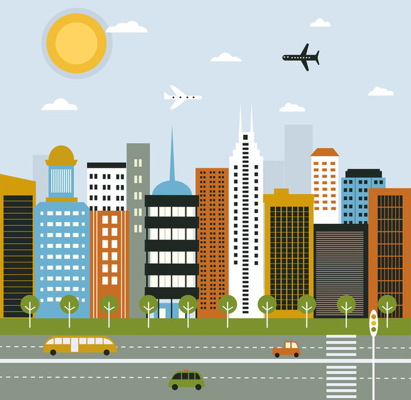 City life in bright colors