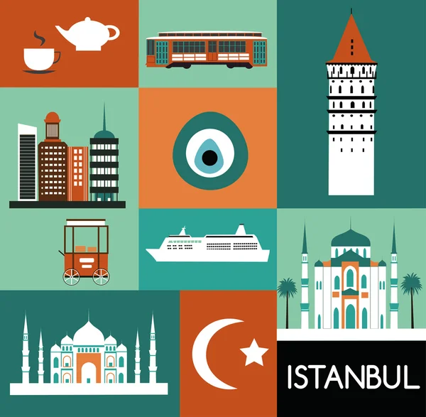 Symbolen van Turkije reizen — Stockvector