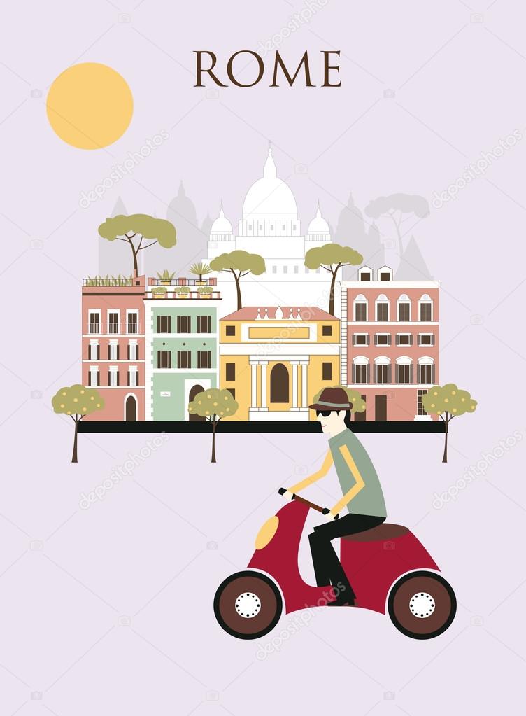 Man on scooter in Rome