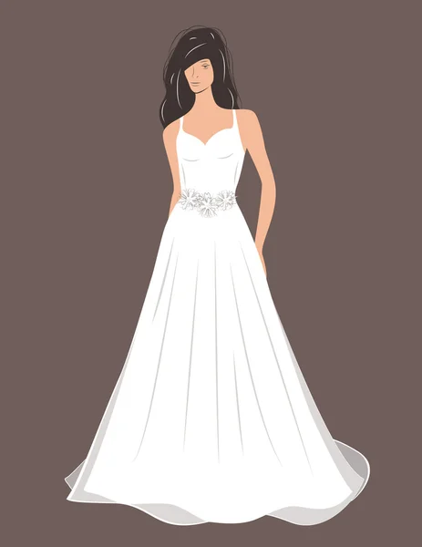 Mujer en vestido de novia — Vector de stock