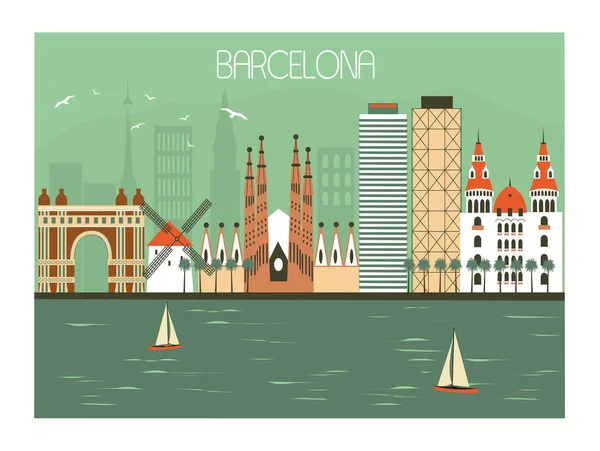 Barcelona vista ciudad — Archivo Imágenes Vectoriales