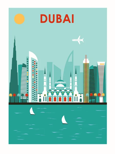 Vista de la ciudad de dubai — Vector de stock