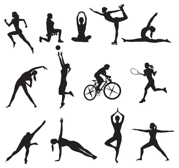 Sport Women silhouettes — Stock Vector