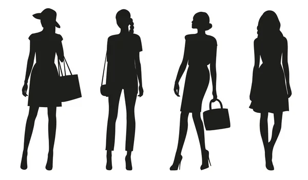 Silhouetten van mode vrouwen — Stockvector