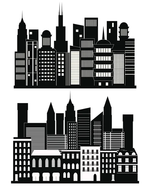 Orașe mari set de clădiri — Vector de stoc