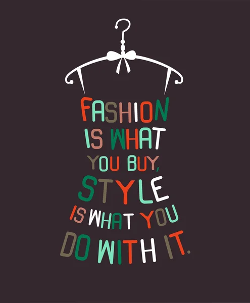 Female fashion dress with words — Stockvector