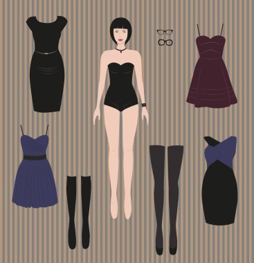 Dress up paper doll clipart