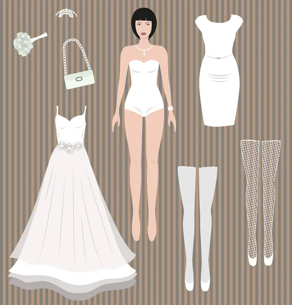 Dress up paper doll. — Stock Vector
