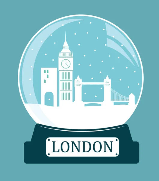 London jul glas snö boll — Stock vektor