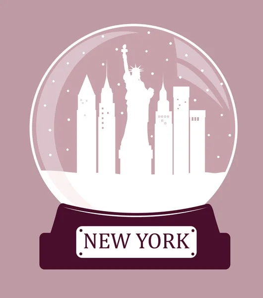 Boże Narodzenie Nowy Jork szkła śnieżną kulą — Wektor stockowy