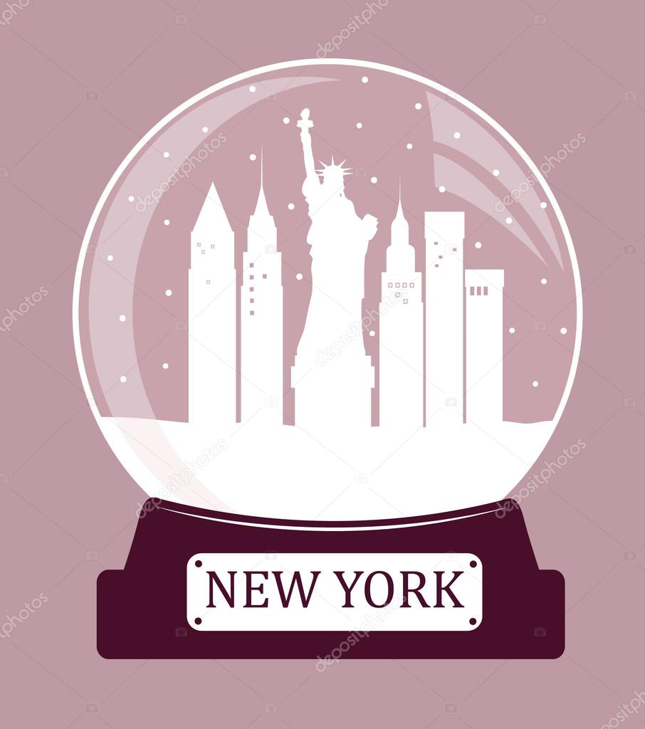 New York Christmas glass snow ball