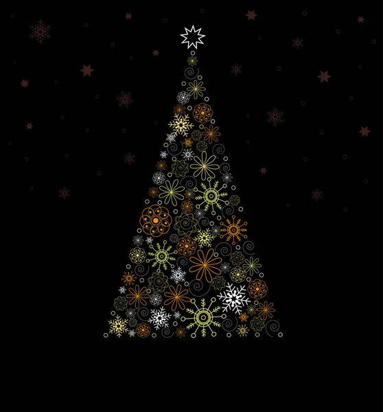 Sapin de Noël de flocons de neige colorés — Image vectorielle