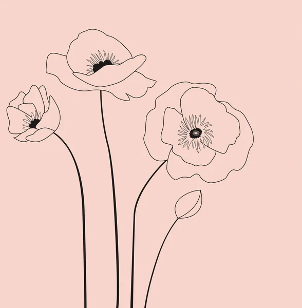 ピンクの背景にケシの花 — ストックベクタ