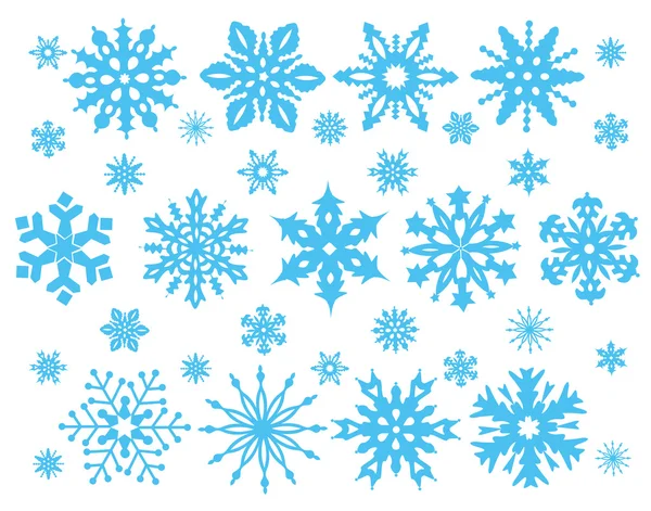 Sada modrých sněhových vloček — Stockový vektor