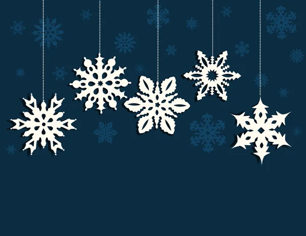 Decoración con copos de nieve blancos — Vector de stock