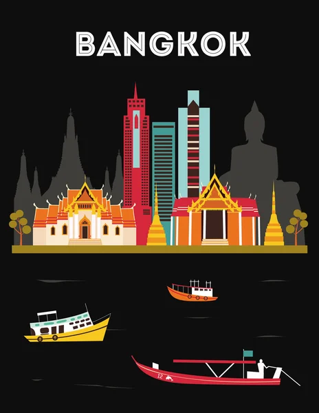 Bangkok ciudad por la noche — Vector de stock