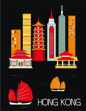 Hong Kong şehir çizimi.