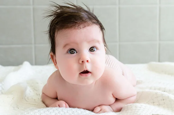 Portrait of beautiful sweet newborn baby girl — Stock Photo, Image