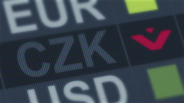 Tsjechische kroon vallen. Wereld uitwisseling markt standaard. Wereldwijde financiële crisis — Stockvideo