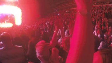 Erkek ve kadın kalabalık alkış popüler şarkıcı zevk konser fanlar