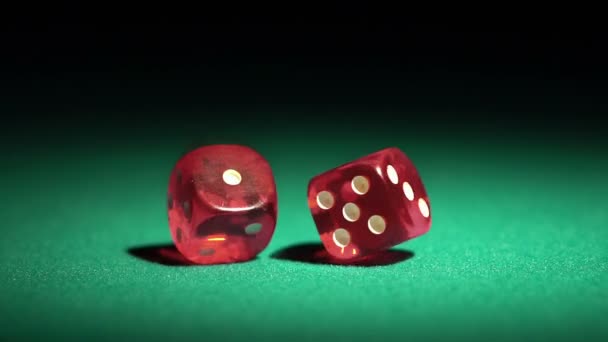 Dice game in slow motion, player winning the super prize. Addiction to gambling — Stock Video