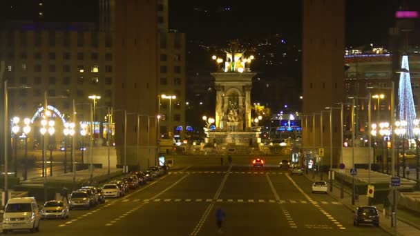 Historická část města Evropské krásné večerní panoráma, Barcelona, Španělsko — Stock video